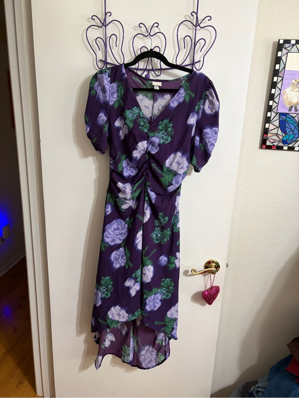 💜 Medium a new day Purple Floral High-Low Dress
